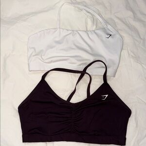 Gymshark White and Burgundy Sports Bras